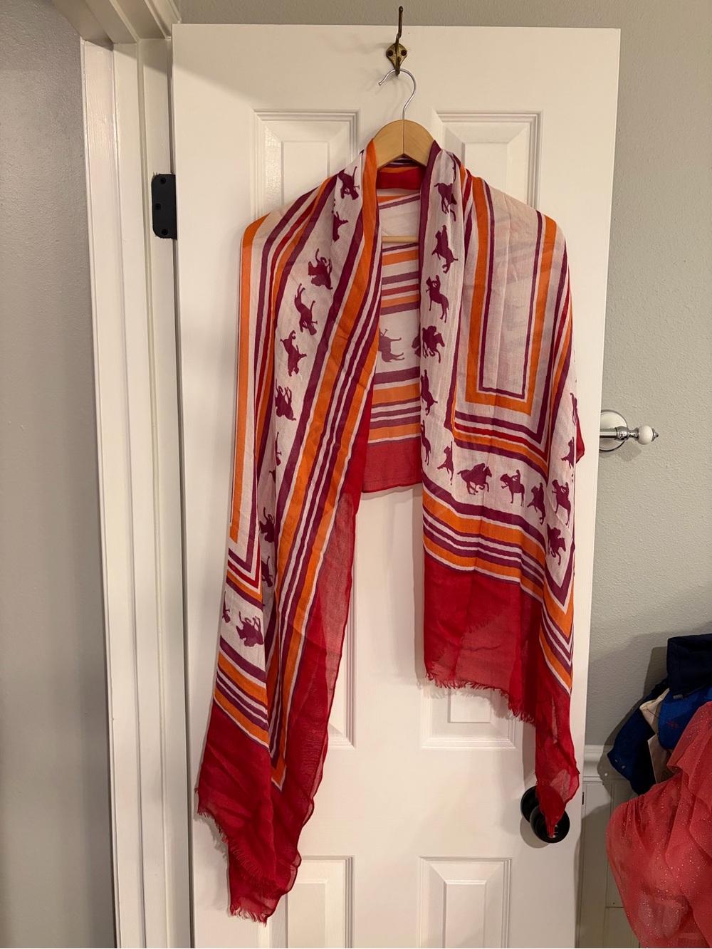 La Martina Buenos Aires Equestrian Polo Scarf Modal Red Orange NWOT